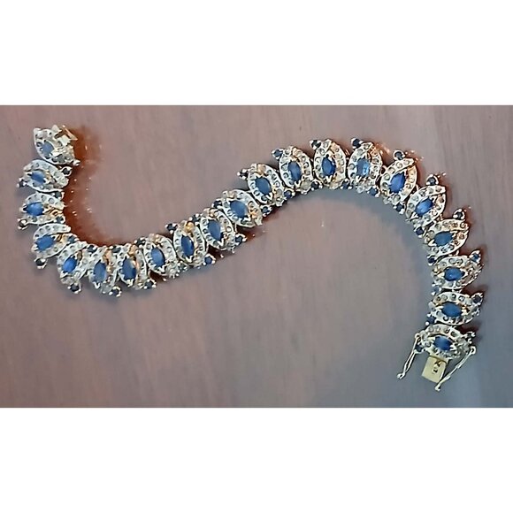 Sapphire Diamond 14k Yellow Gold Unique Heirloom Bracelet - Picture 8 of 9